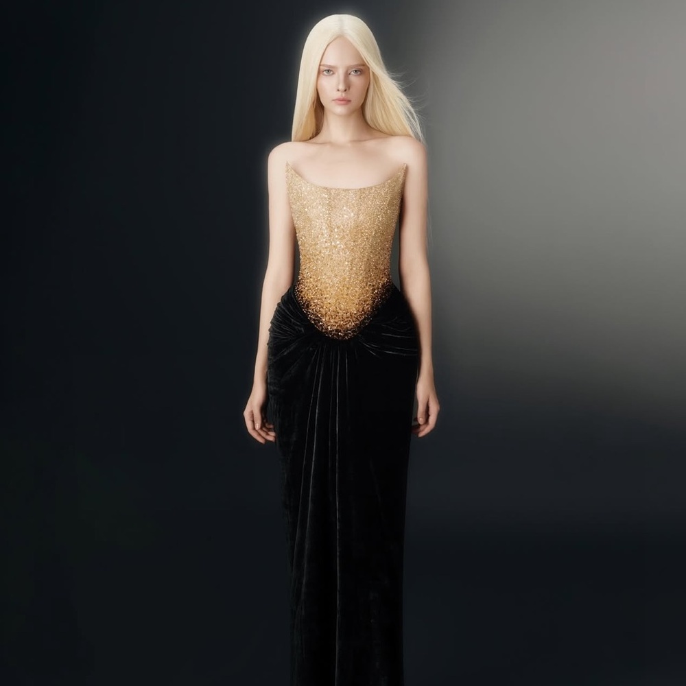 Montsand Black Champagne Crystalized Dress